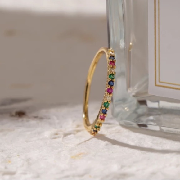 Jewelry - 💚18K gold plated rainbow 🌈 ring